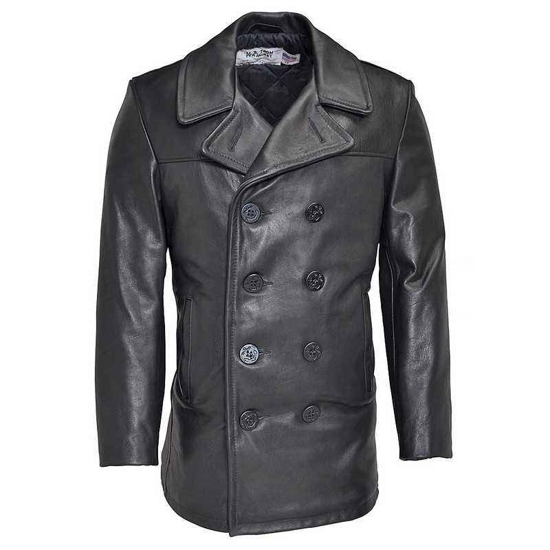 Бушлат кожаный SCHOTT Leather Naval Pea Coat 140