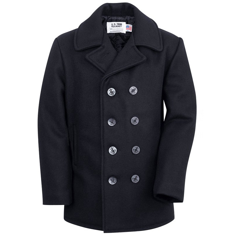 Бушлат шерстяной SCHOTT Classic Melton Wool Navy  Pea Coat 740 - Black