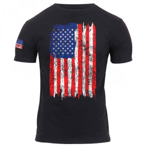 Футболка Rothco Distressed US Flag Athletic Fit T-Shirt Black