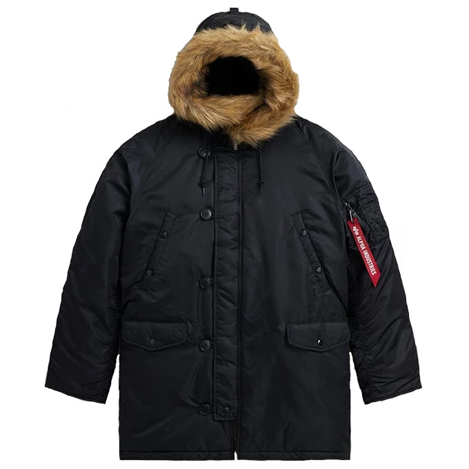 Куртка аляска Alpha Industries N-3B Parka Black зимняя