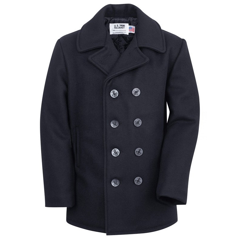 Бушлат шерстяной SCHOTT Classic Melton Wool Navy Pea Coat 740 Long Size