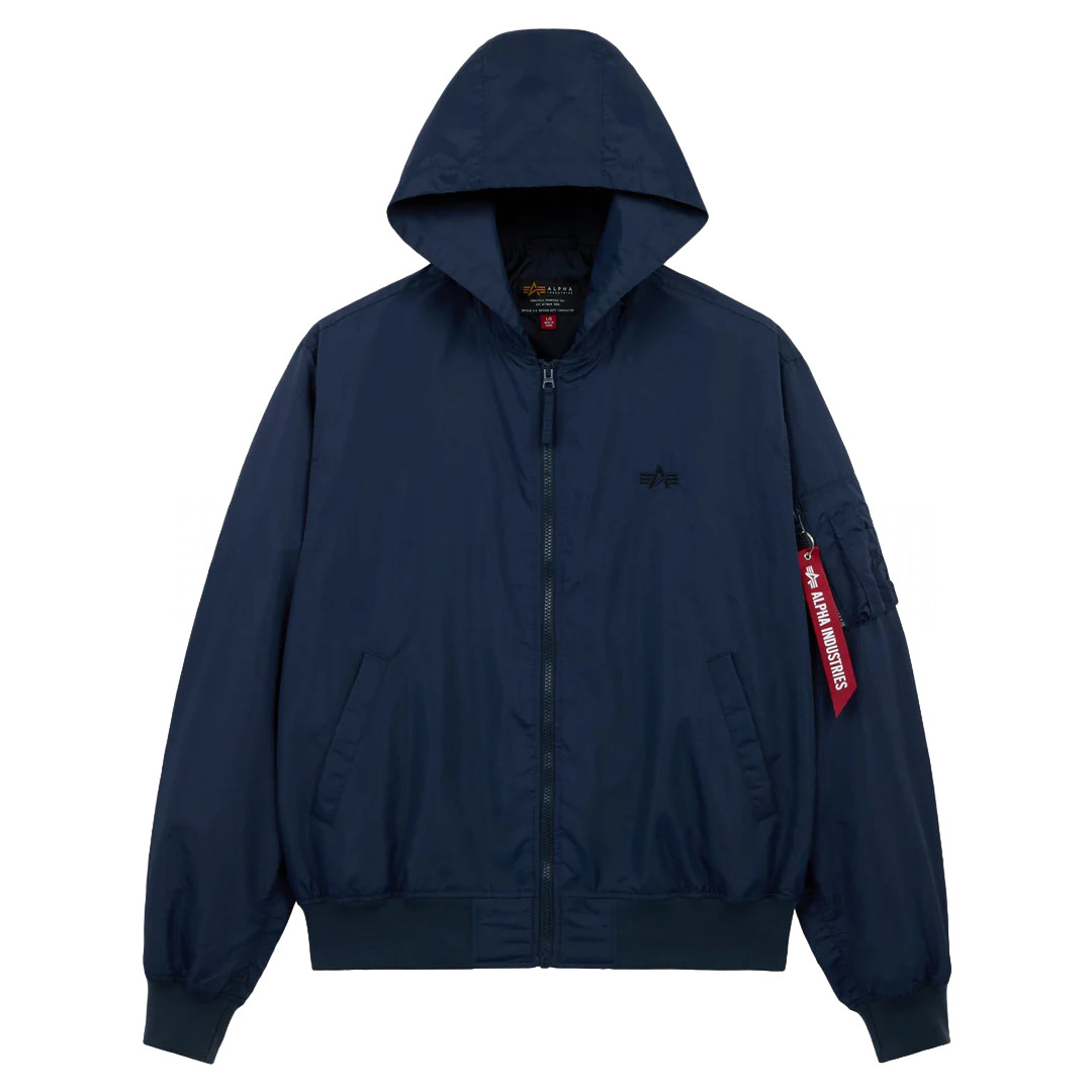 Куртка бомбер Alpha Industries Logo L-2B Hooded Hunter Flight Jacket Replica Синий